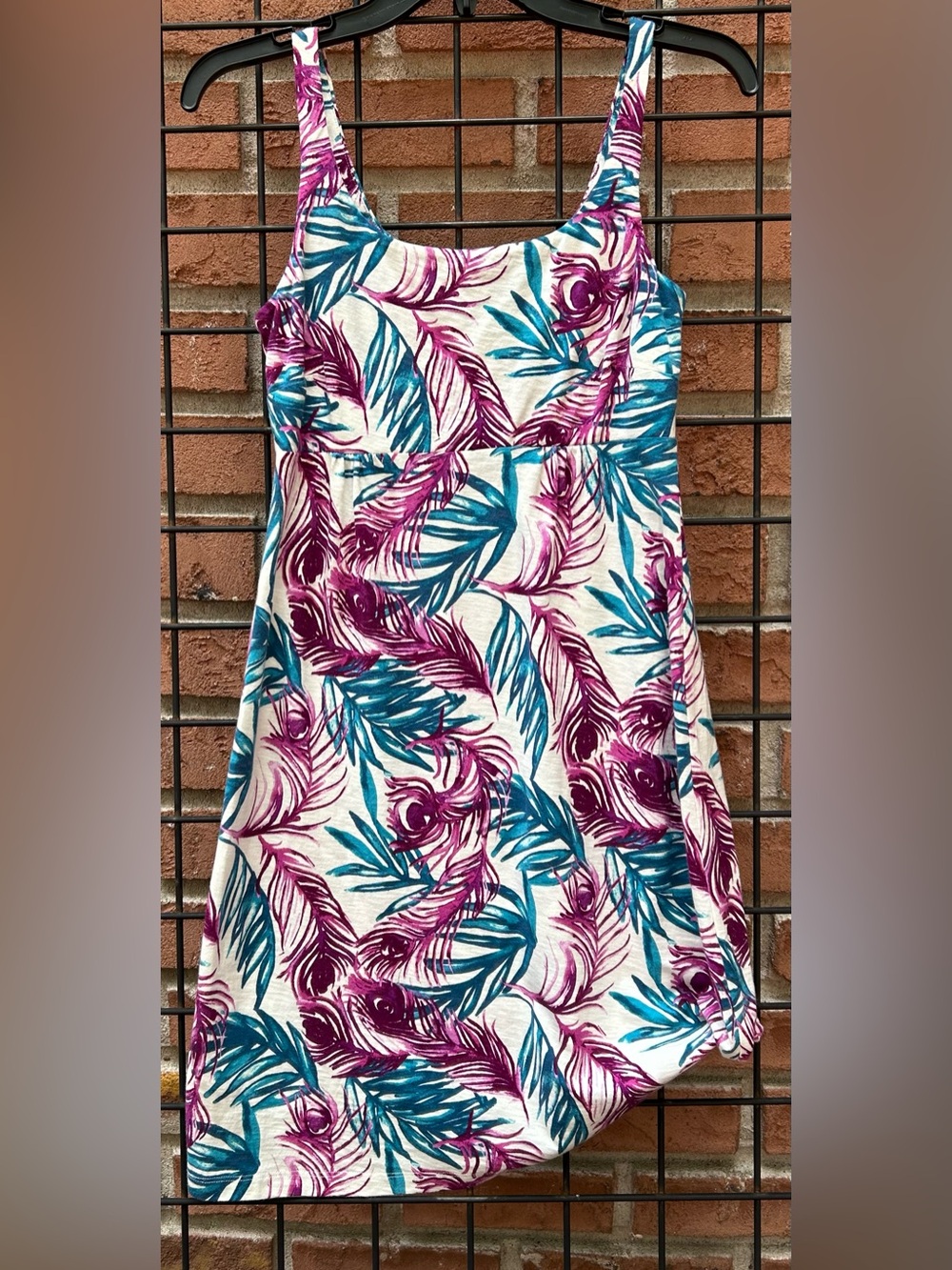Tommy Bahama Tropical Feather Print Sundress in Teal & Magenta